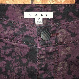 CAbi Womens Purple Black Print Camo Jeggings Pants